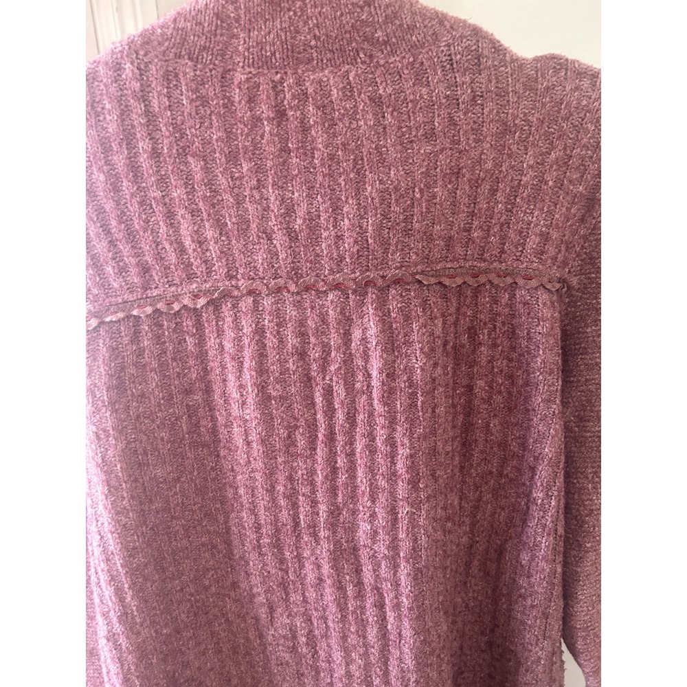 Cottage-core Fall fringe knit purple pink sweater jacket small - Picture 6 of 9
